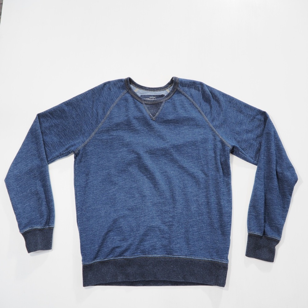 American Eagle Outfitters Sweatshirt Mens Medium Blue Crew Neck Pullover Raglan